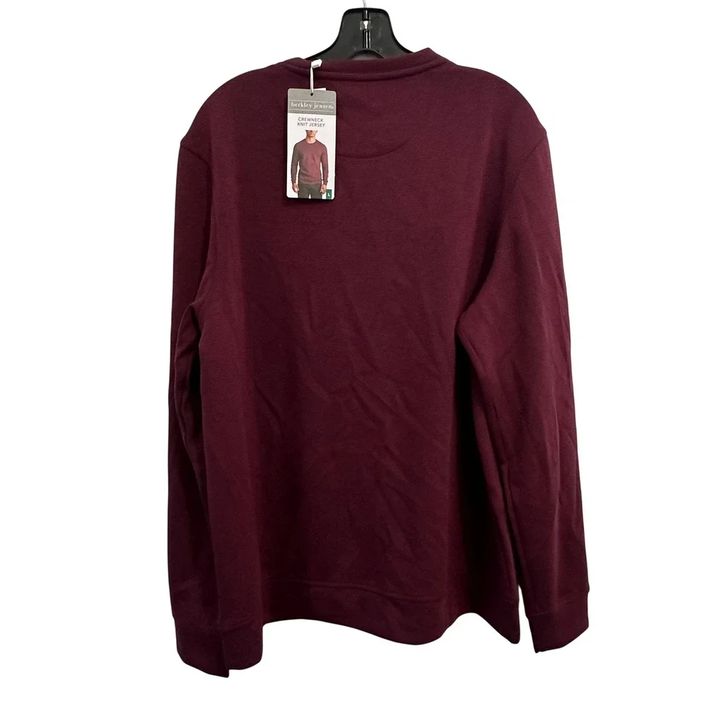 Berkley Jensen Crewneck Knit Jersey Maroon Burgundy Micro Stripe Long Sleeve L